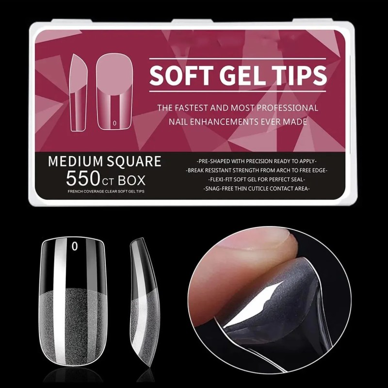 Soft Jel Tips | Kare-Square | Medium | Protez Tırnak Tips Uzatma | 550'lı
