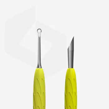 UNIQ 11 TYPE 2 Gummy Sarı Silikon Saplı Tırnak İtici (Eğik Uç ve Halka)