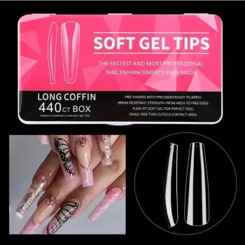 Soft Jel Tips | Coffin | Long | Protez Tırnak Tips Uzatma | 440'lı