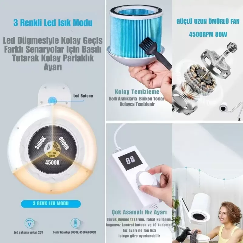 Üstten Çekmeli Güçlü Manikür ve  Pedikür için Tırnak Toz Toplayıcı