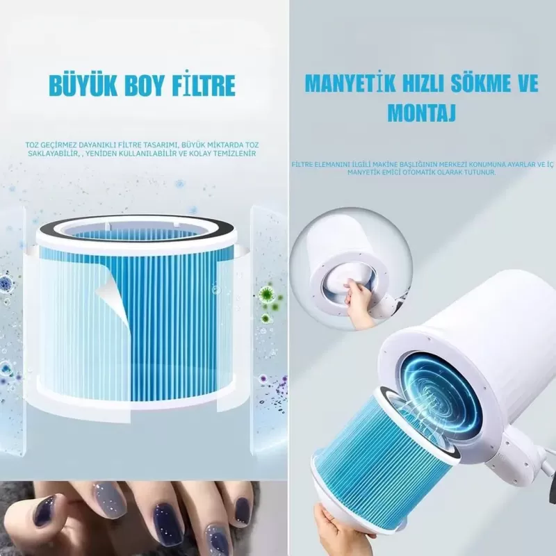 Üstten Çekmeli Güçlü Manikür ve  Pedikür için Tırnak Toz Toplayıcı